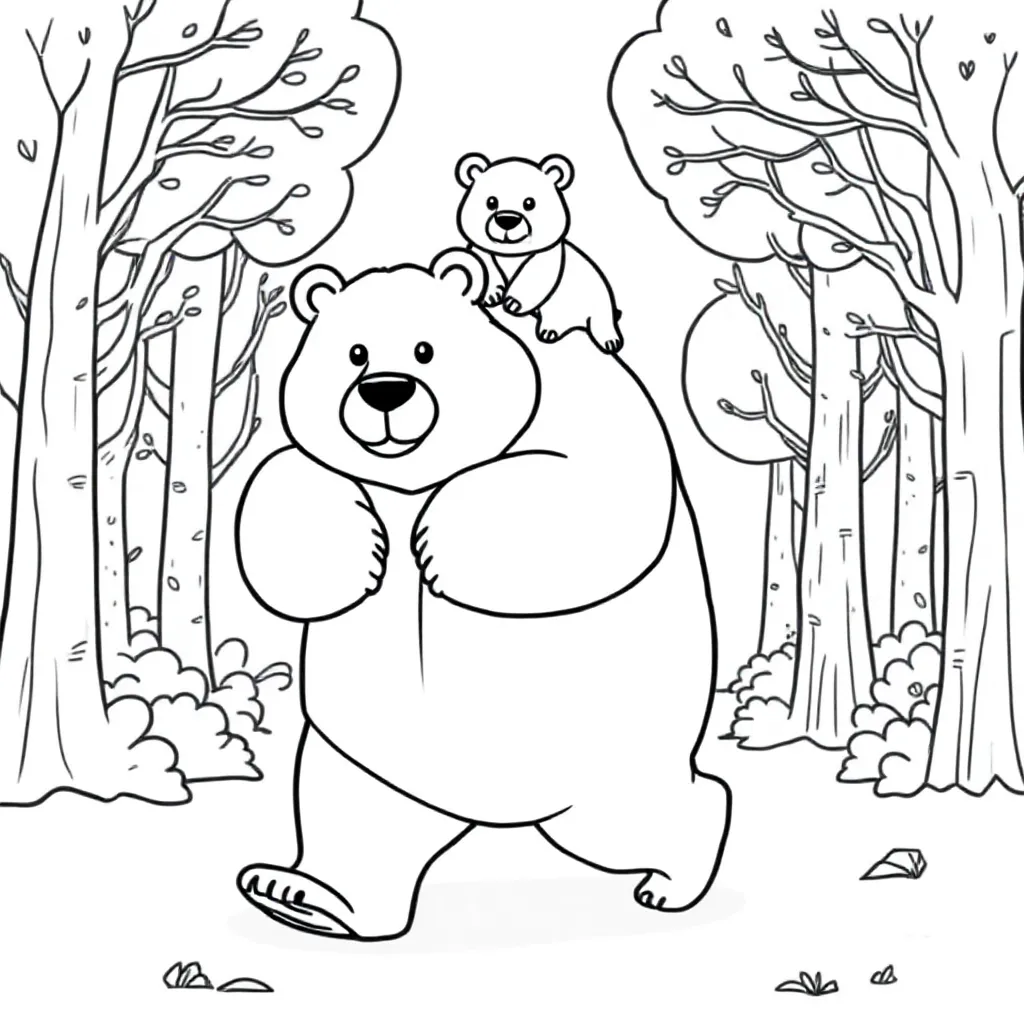Grote Beer Die Kleine Beer Door Het Bos Tilt coloring page for children