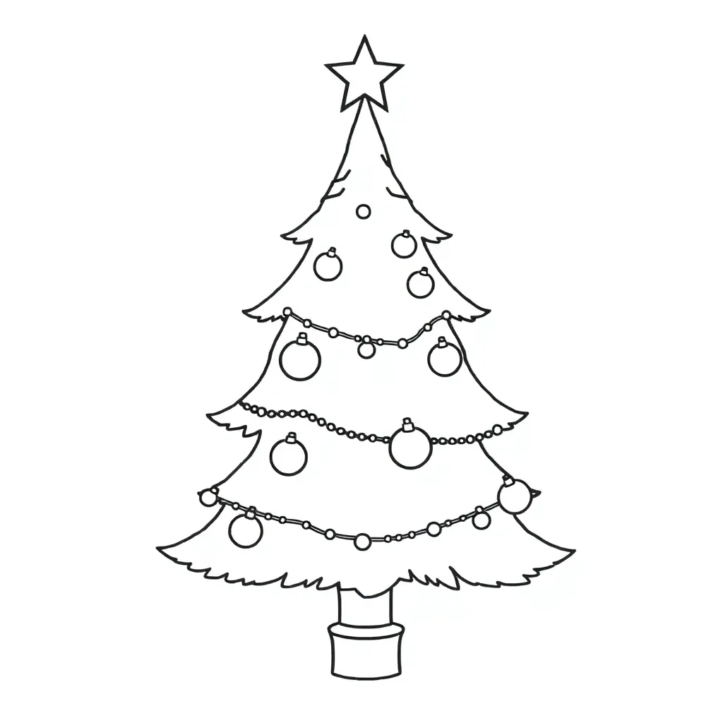Grote Kerstboom Ballen Cadeaus Feestelijk Seizoensgebonden coloring page for children