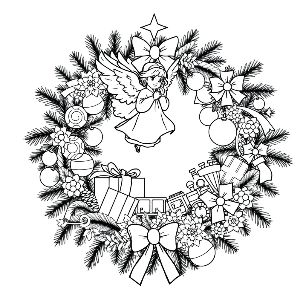 Plantilla de colorear Corona de Navidad Grande