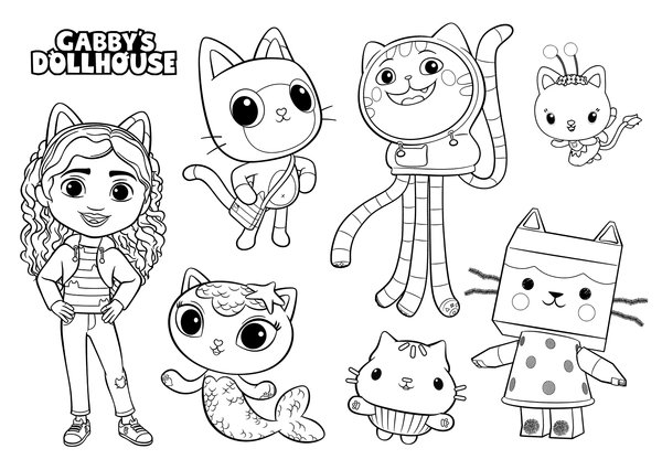 Groupe Gabby Et La Maison Magique coloring page for children
