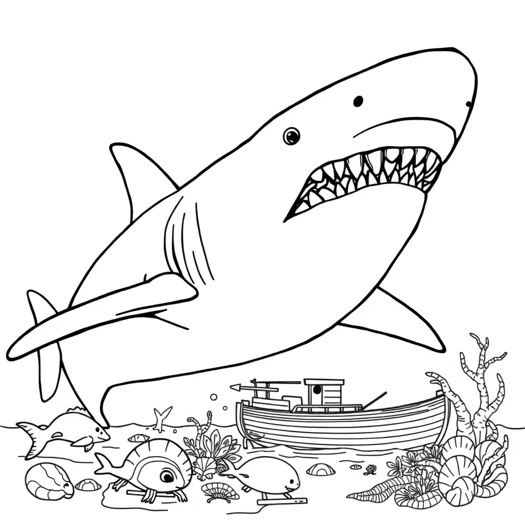 Feuille de coloriage gratuite Requin Océan Animaux Sauvages Nature Feuille de coloriage pour Enfants