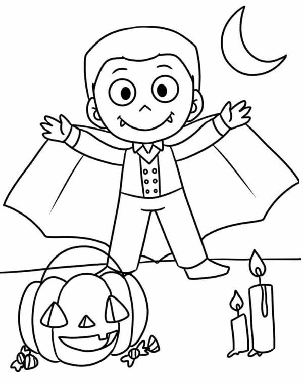 Halloween Dracula Et Citrouille coloring page for children
