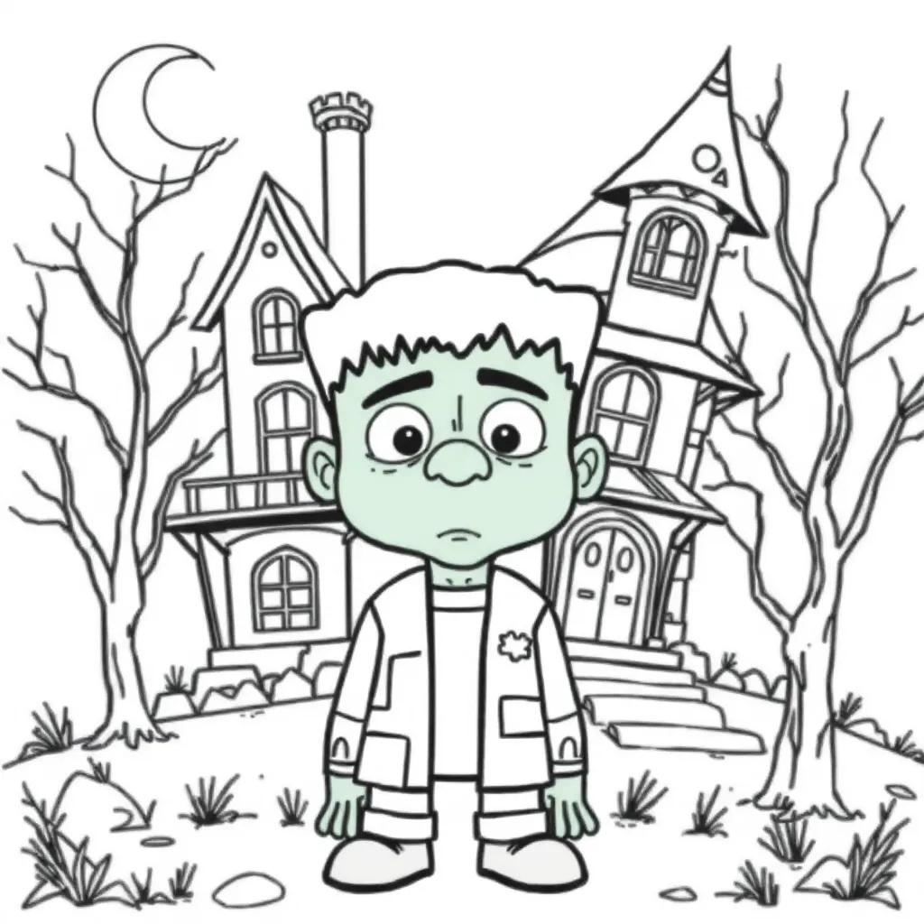 Halloween Frankenstein Monster Spookachtig Griezelfeest coloring page for children