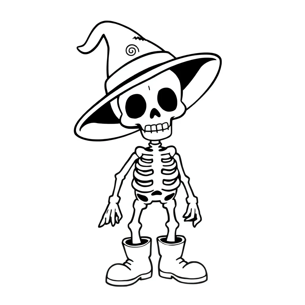 Halloween Kawaii Skelet Kostuum Feestelijk coloring page for children