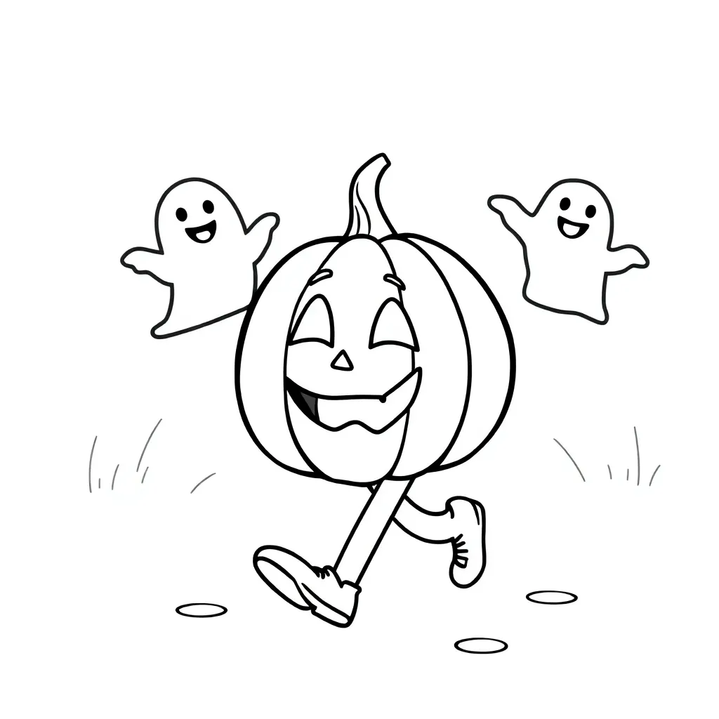 Halloween Pompoen Geesten Cartoonesk Seizoensgebonden coloring page for children