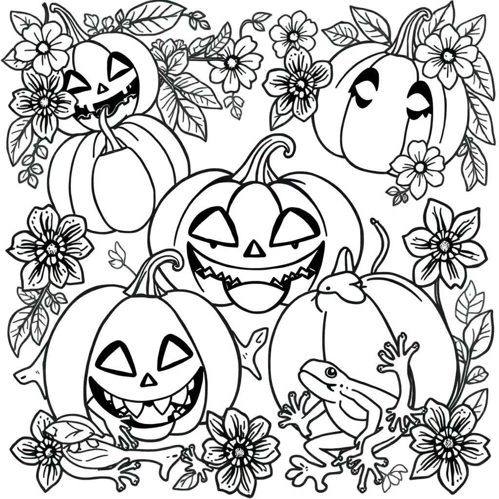 Halloween Pompoen Herfst Griezelig Natuur coloring page for children