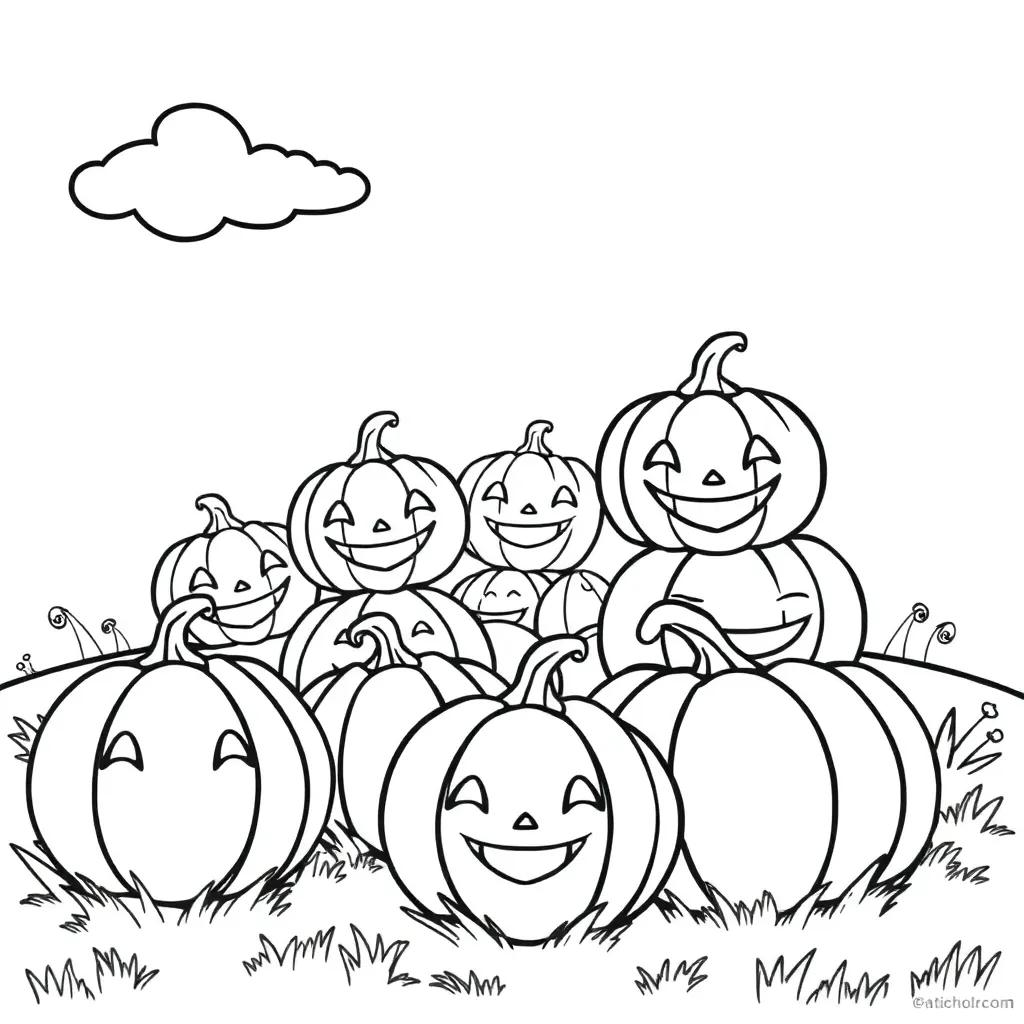Halloween Pompoenen Cartoonachtig Vrolijk Creatief coloring page for children