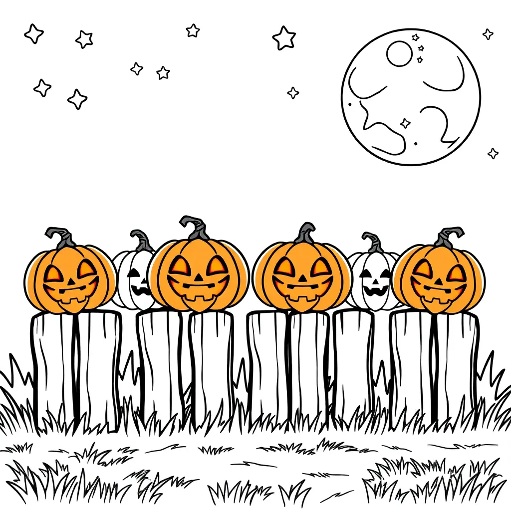 Halloween Pompoenen Grappig Spookachtig Cartoon coloring page for children