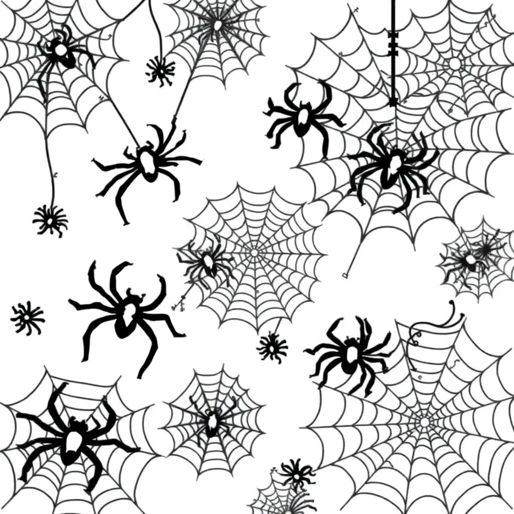 Halloween Spinnen Web Griezelig Natuur coloring page for children