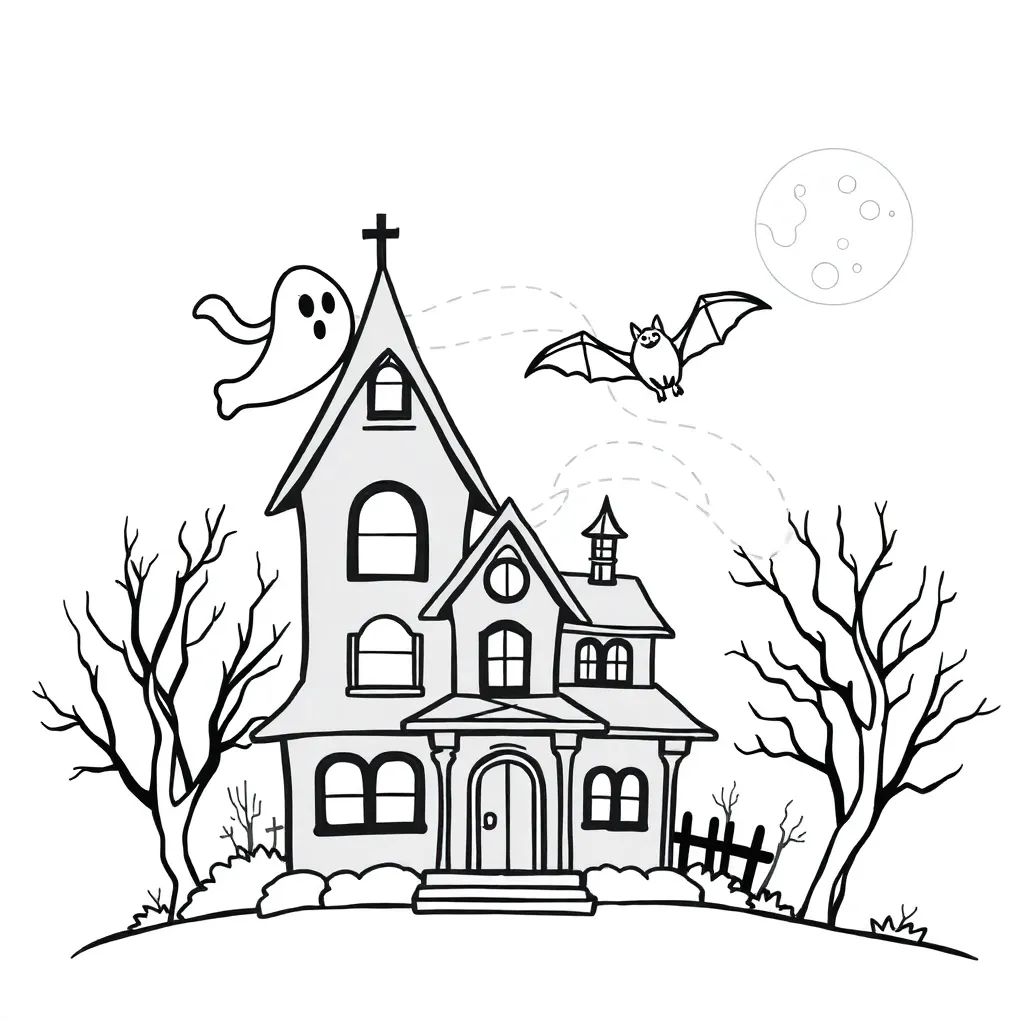 Halloween Spookhuis Geesten Mysterieus Griezelig coloring page for children