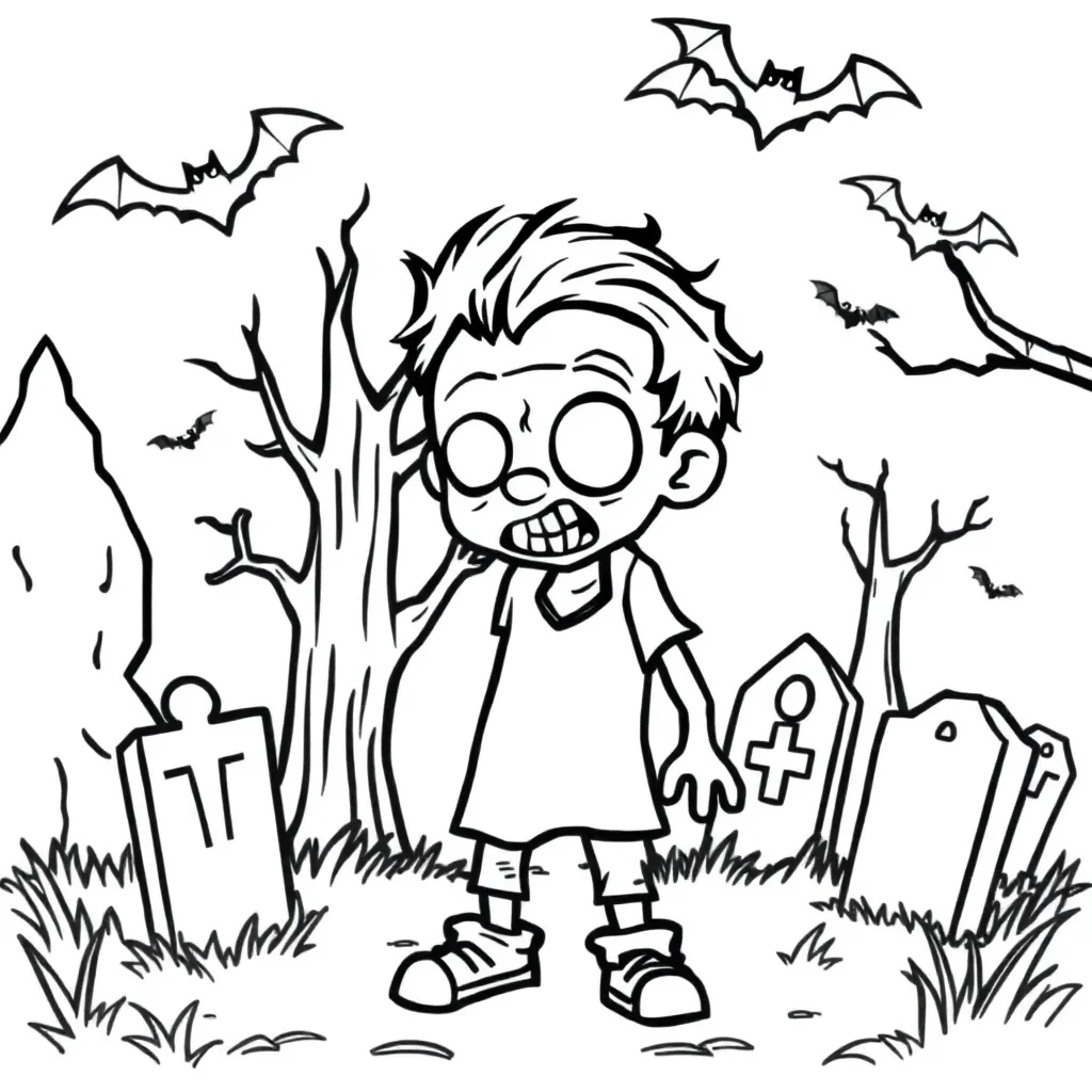 Halloween Zombie Griezelig Cartoonachtig Herfst coloring page for children