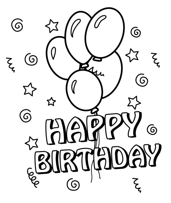 Happy Birthday Ballonnen coloring page for children