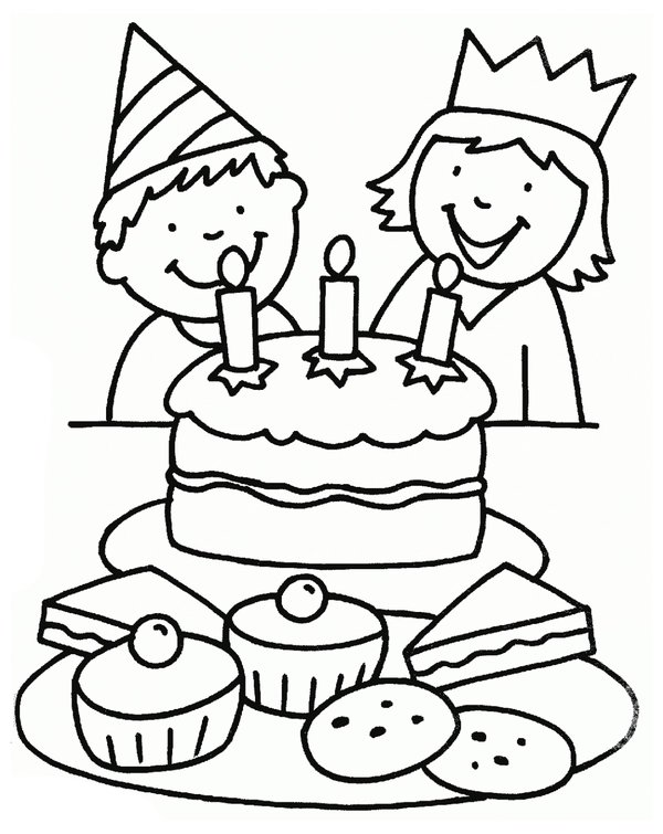 Happy Birthday Boy Girl coloring page for children
