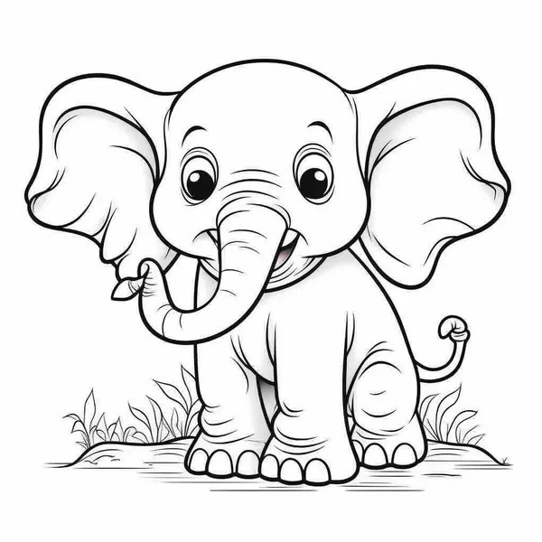 Happy Little Elephant coloring page for children