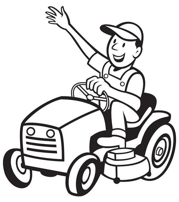 Happy on Farmer on Tractor coloring page for children