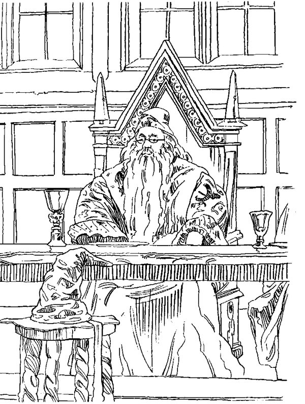 Harry Potter Dumbledore Sitzend coloring page for children