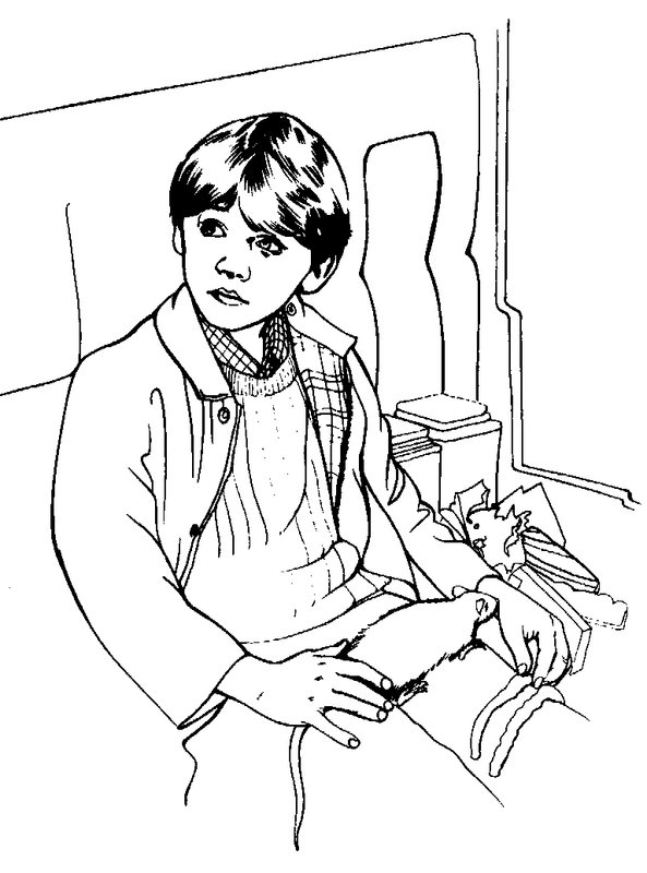 Harry Potter Ron Wezel Trein coloring page for children