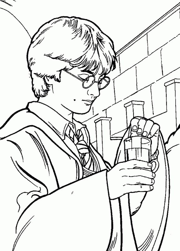 Harry Potter schaut nach unten coloring page for children