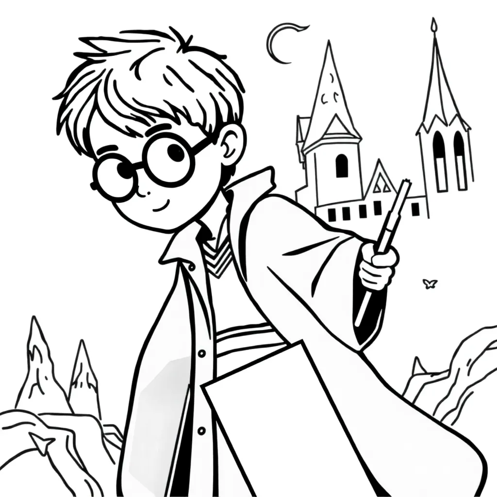 Harry Potter Tovenaar Zweinstein Magisch Avontuur coloring page for children