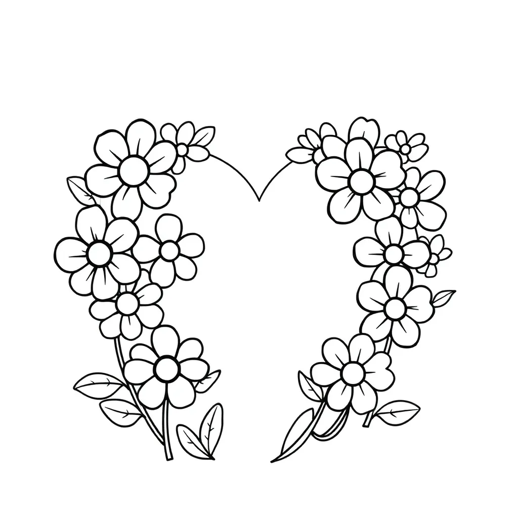 Hart Bloemen Valentijn Romantisch Creatief coloring page for children