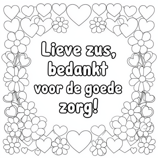 hartjes en bloemen kleurplaat voor kinderen