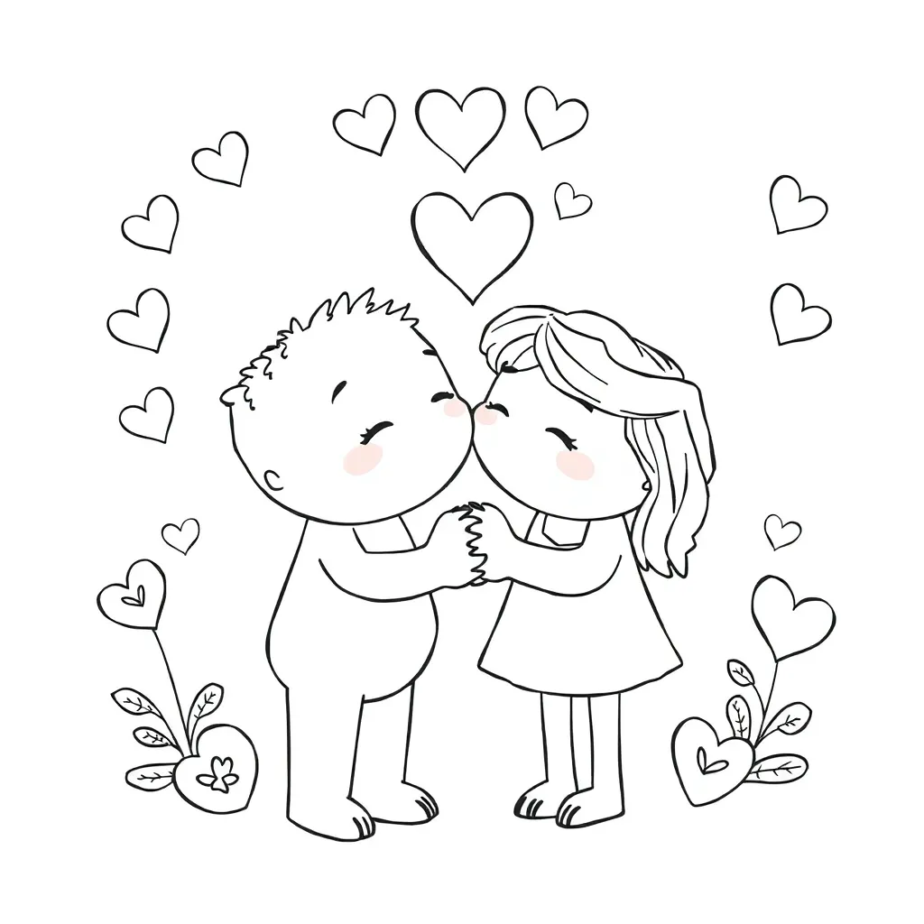 Heart-shaped, love, romantic, Valentine's Day, decorative coloring page for kids