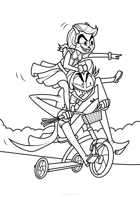 Hazbin Hotel Driewieler Rijden coloring page for children