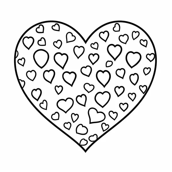 Heart Filled With Little Hearts coloring page for children