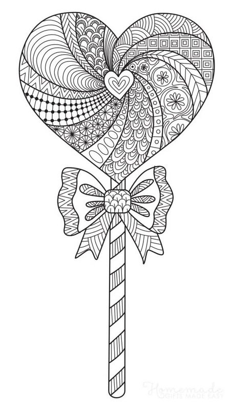Heart Lollipop coloring page for children