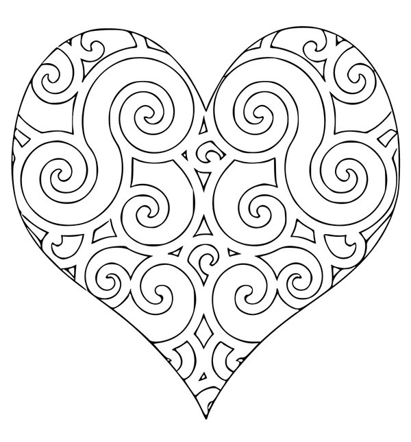 Heart Pattern coloring page for children