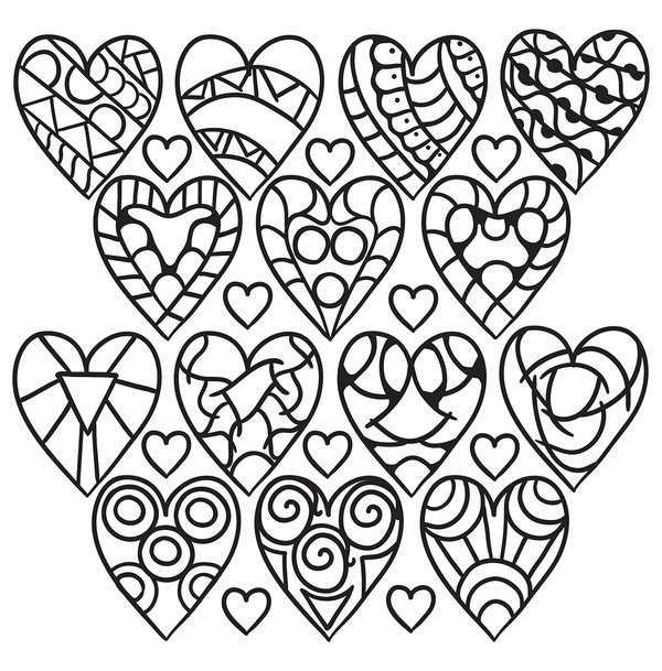Hearts Together coloring page for children