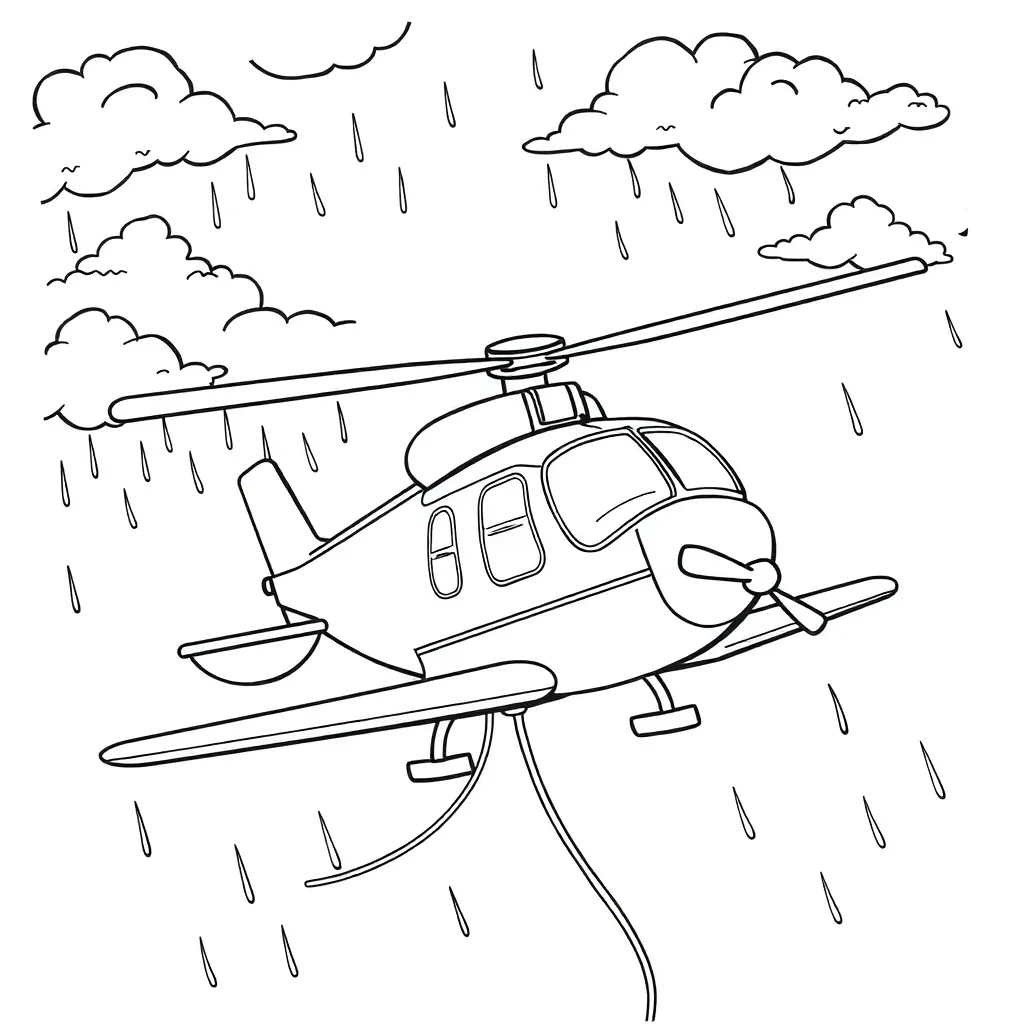 Helicopter Reddingsactie Vliegtuig Avontuur Luchtvaart coloring page for children