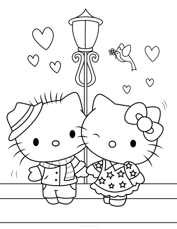 Hello Kitty And Dear Daniel coloring page for children