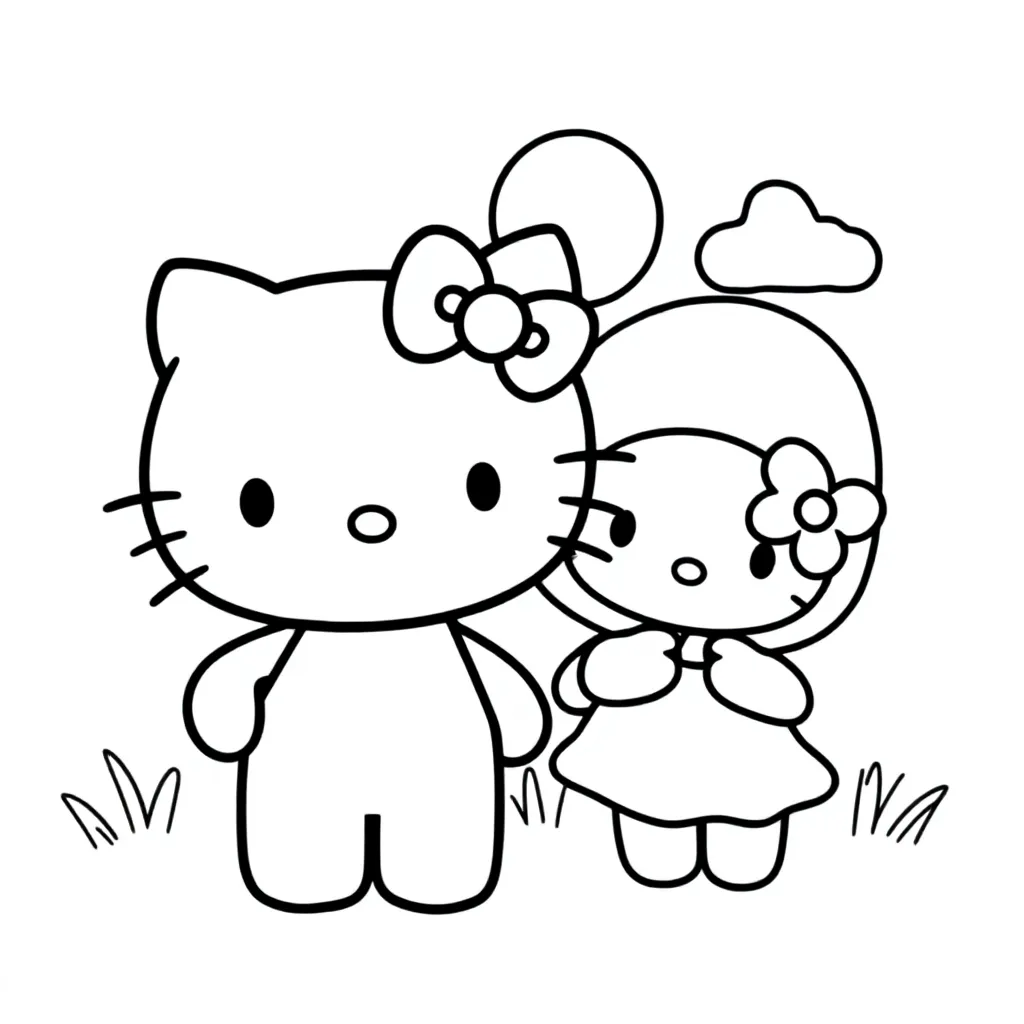 Hello Kitty And Friends coloring page for children