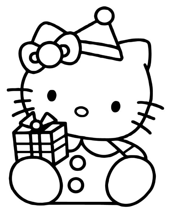 Hello Kitty Present coloring page for children
