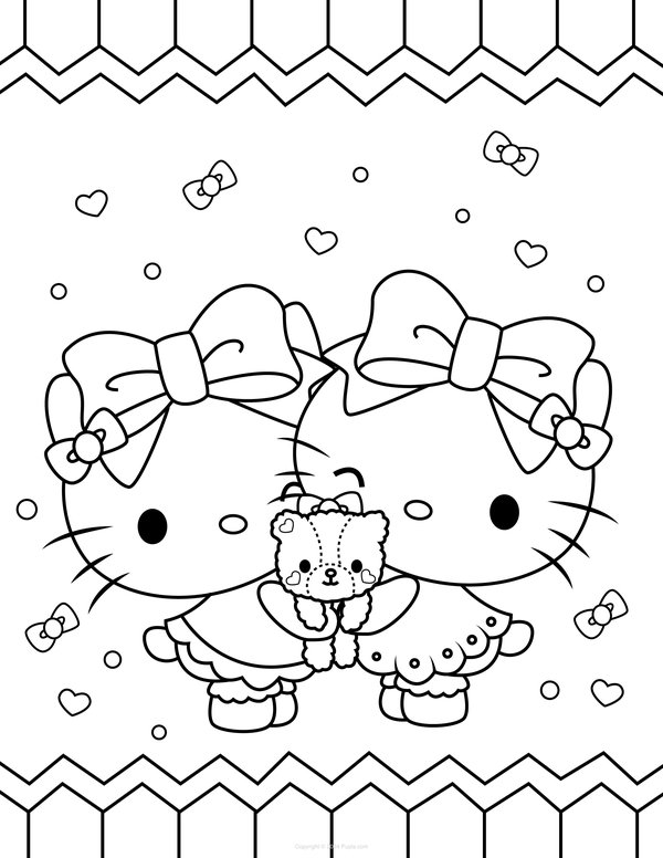 Hello Kitty Schattige Beer coloring page for children