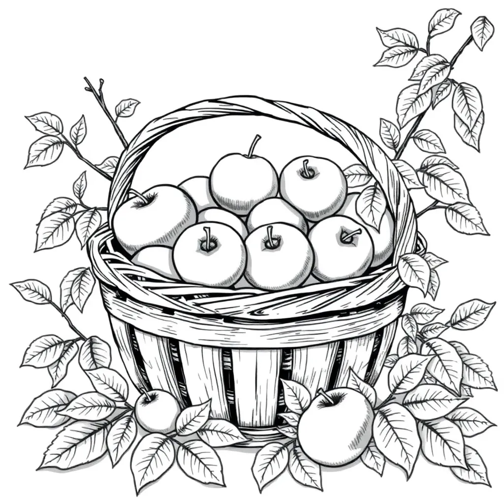 Herfst Appelmand Vallende Bladeren Gedetailleerd Creatief coloring page for children