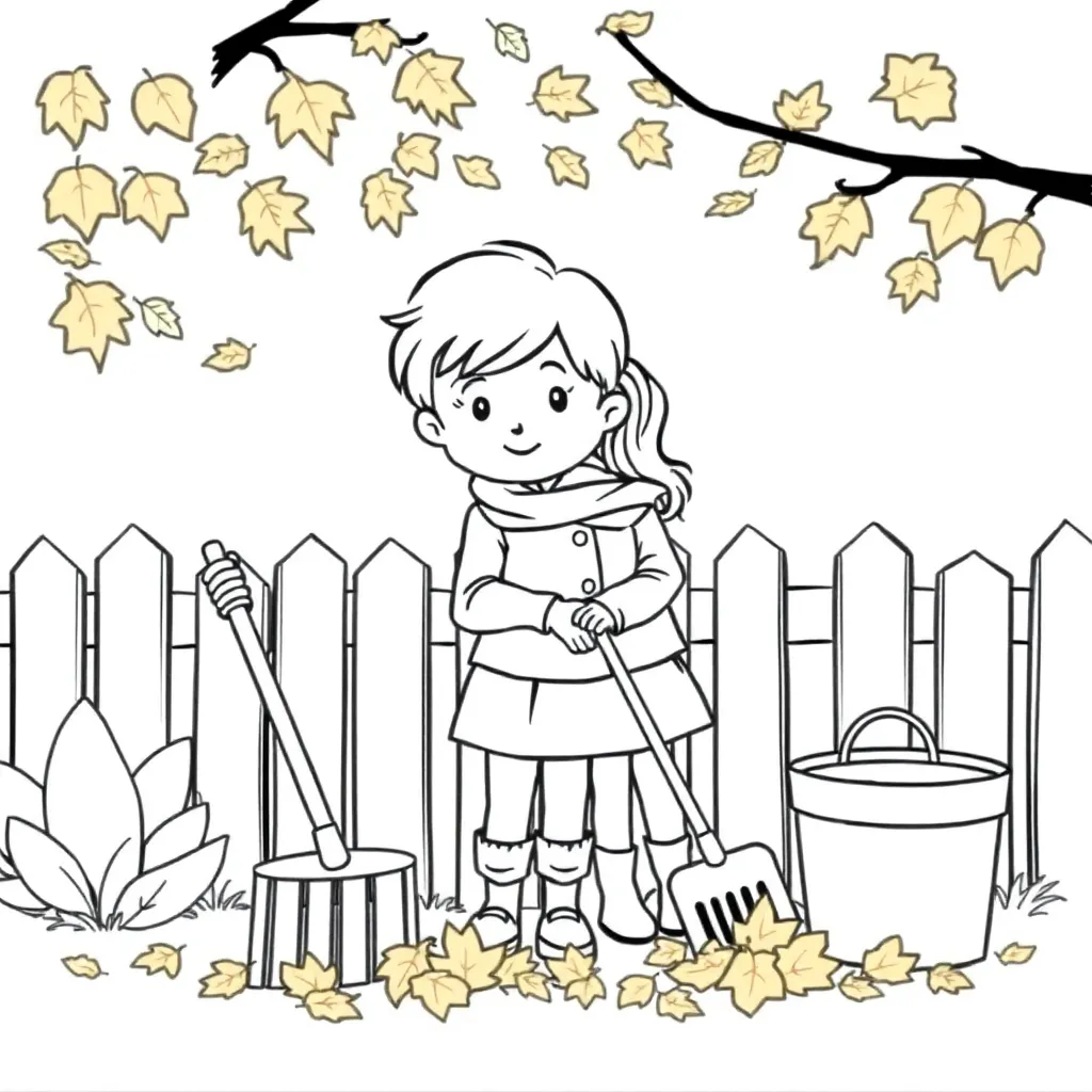 Herfst Bladeren Kinderen Natuur Seizoen coloring page for children