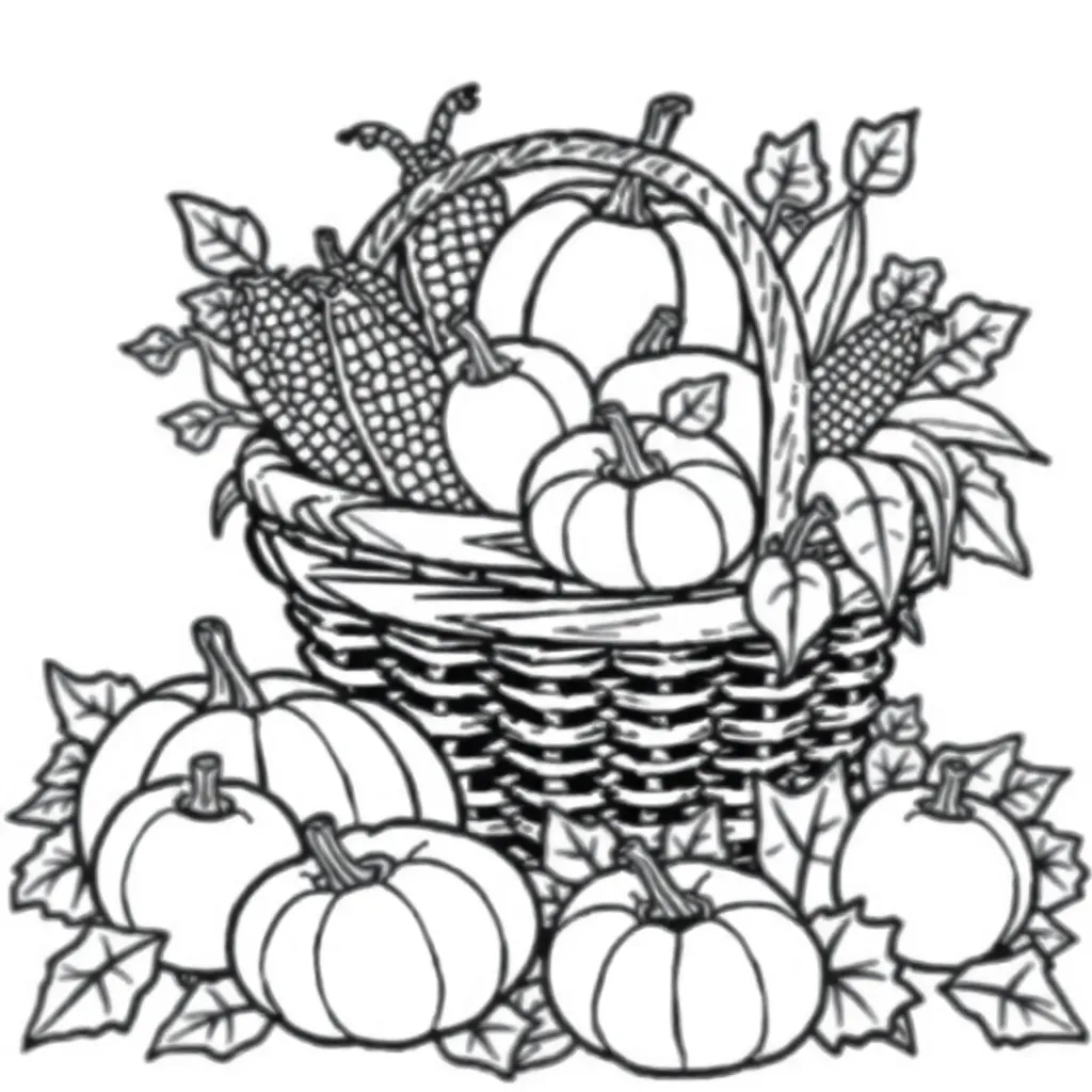 Herfst Mand Groenten Oogst Creatief coloring page for children