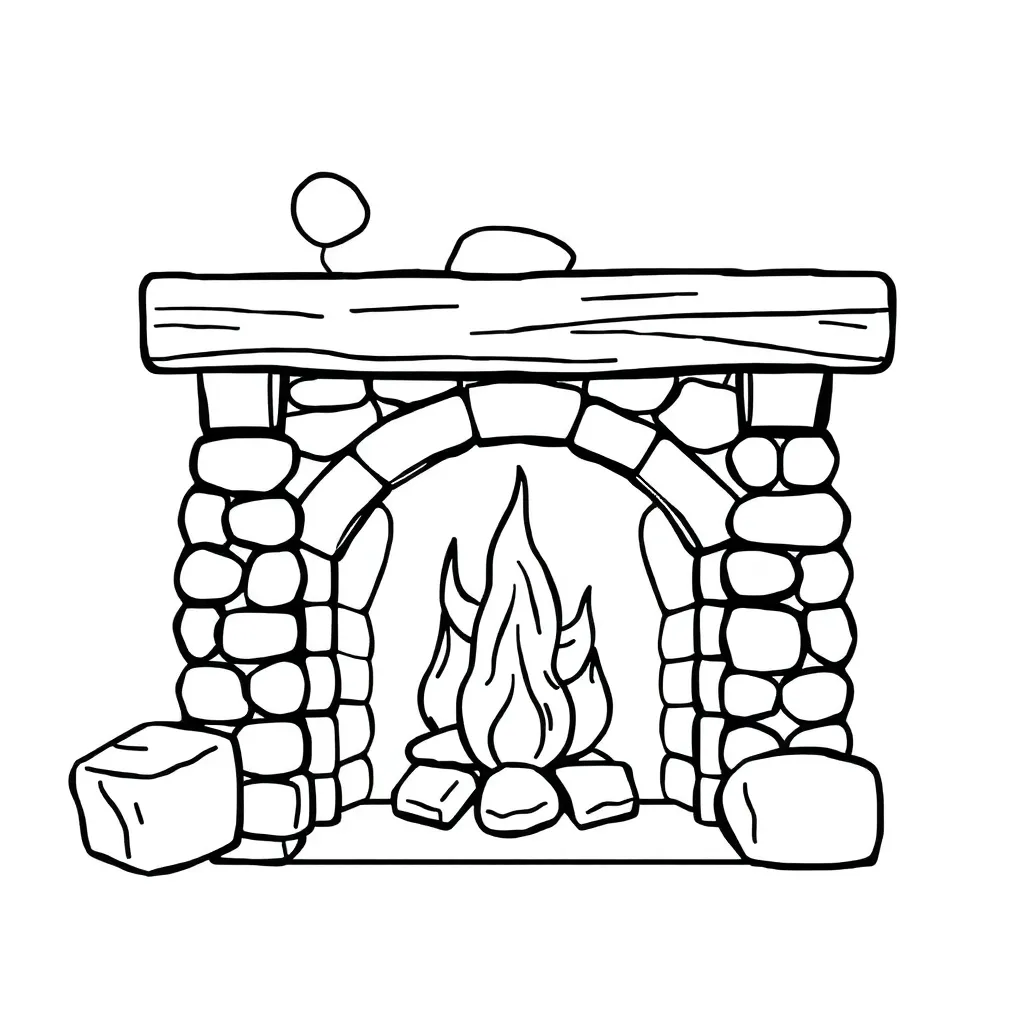 Herfst Open Haard Gezellig Winterseizoen coloring page for children