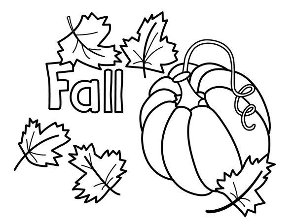 Herfst Pompoen Blaadje coloring page for children