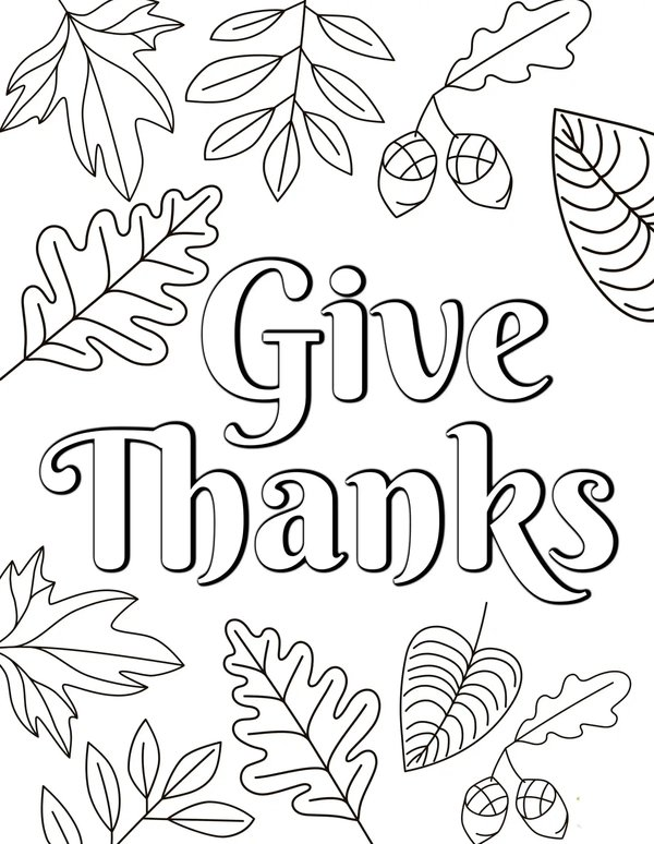 Hojas De Accion De Gracias coloring page for children