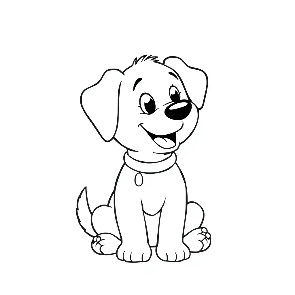 Feuille de coloriage gratuite Chien mignon dessin animé Joyeux Animal de compagnie Feuille de coloriage pour