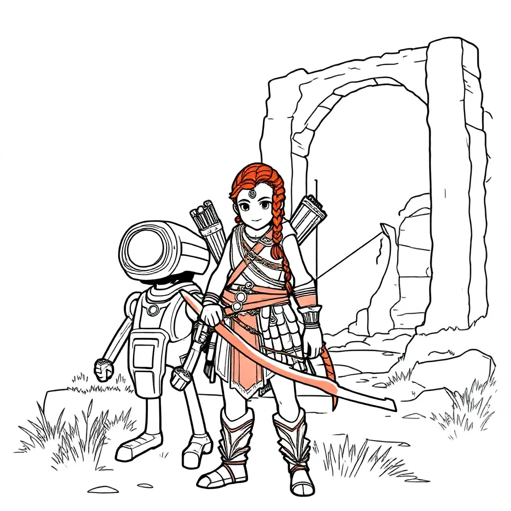 Plantilla de colorear Gratis horizonte prohibido Oeste Plantilla de colorear para niños