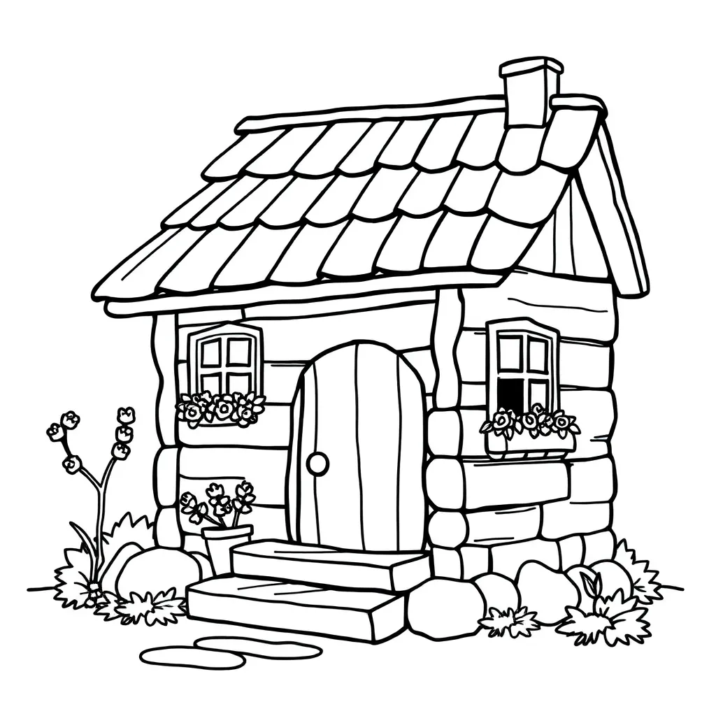 Huis Woning Tuin Architectuur Landelijk coloring page for children