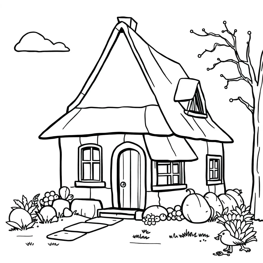 Huis Woonhuis Architectuur Tuin Landelijk coloring page for children