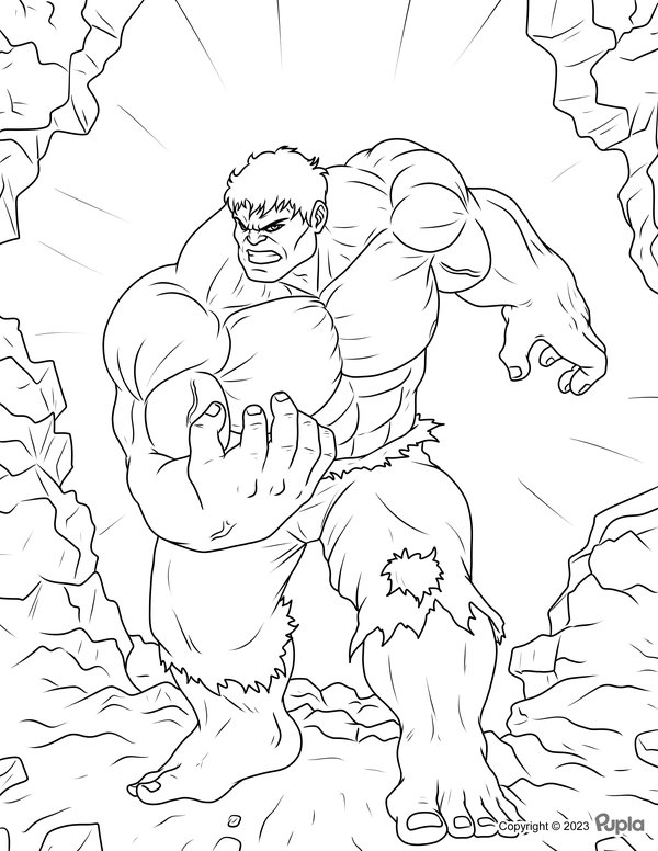 Hulk door een Muur Geslagen coloring page for children