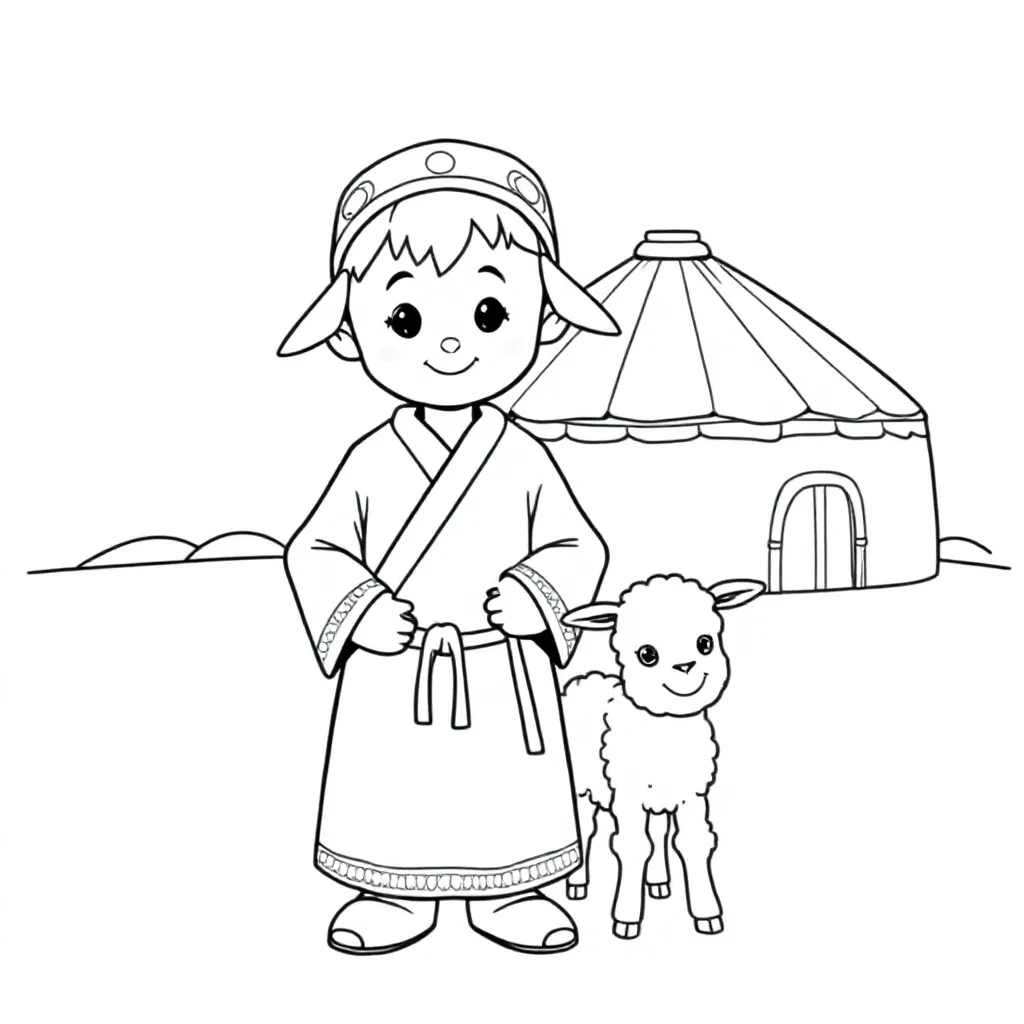 iemand uit mongolie coloring page for children