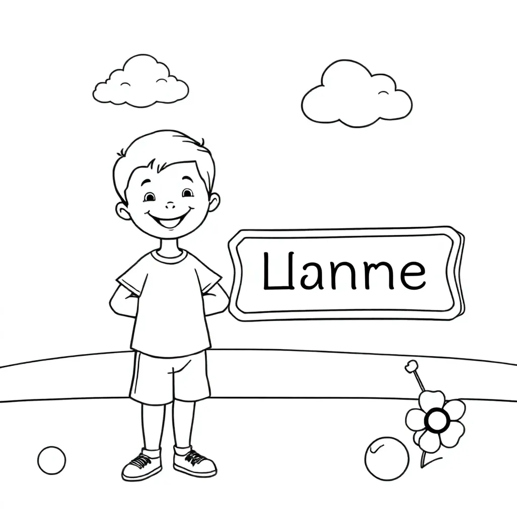 mij zelf met me naam erbij kleurplaat voor kinderen