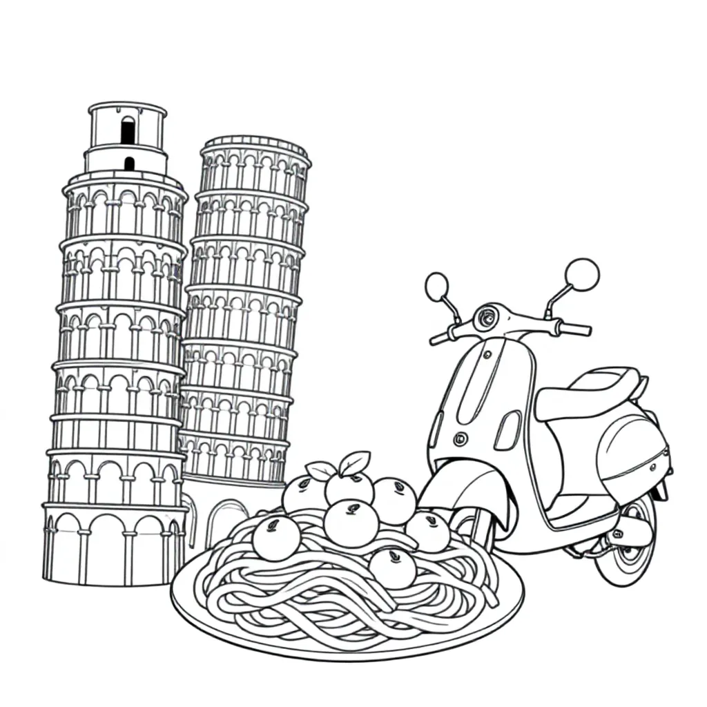 italië kleurplaat voor kinderen